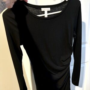 Leith black dress - fitted and cinched - long sleeved mini